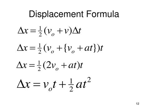 formula to find displacement.